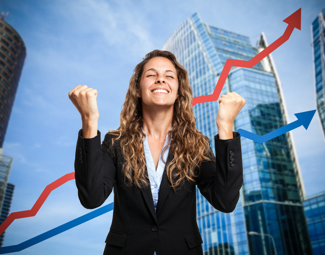 Businesswoman Celebrating Business Growth